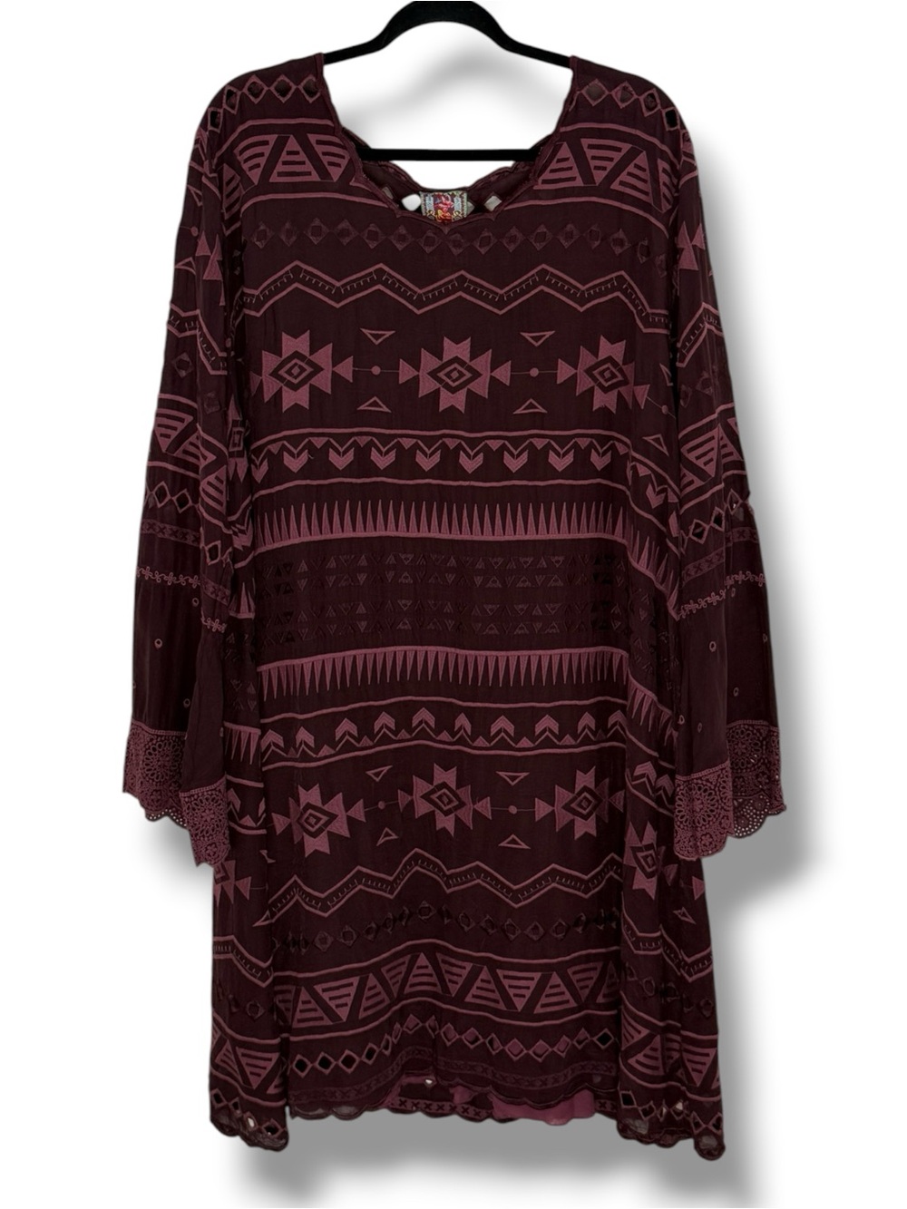 Johnny Was Long Sleeve Shift Dress Size XL Embroidered Bohemian Western